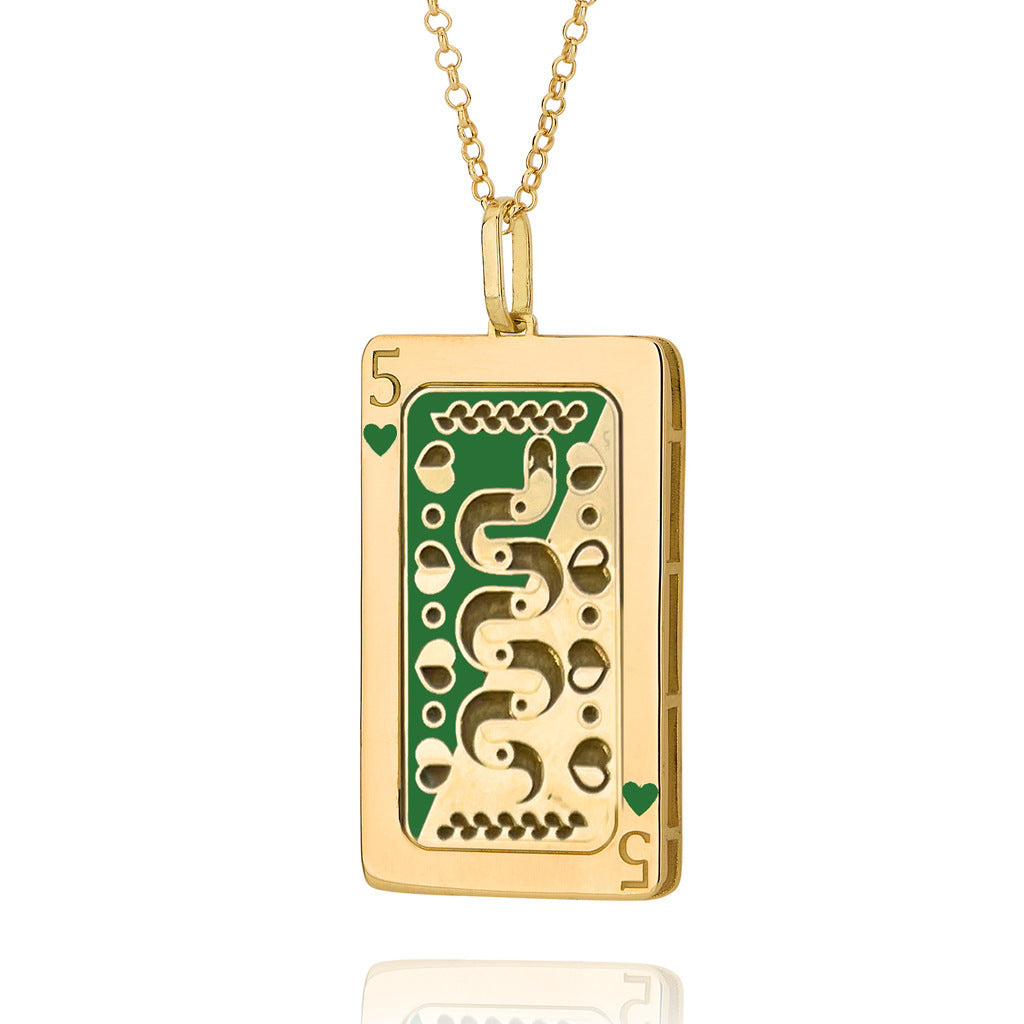 Exaggerated Simple Style Card Stainless Steel Plating Inlay Carving Zircon 18k Gold Plated Pendant Necklace