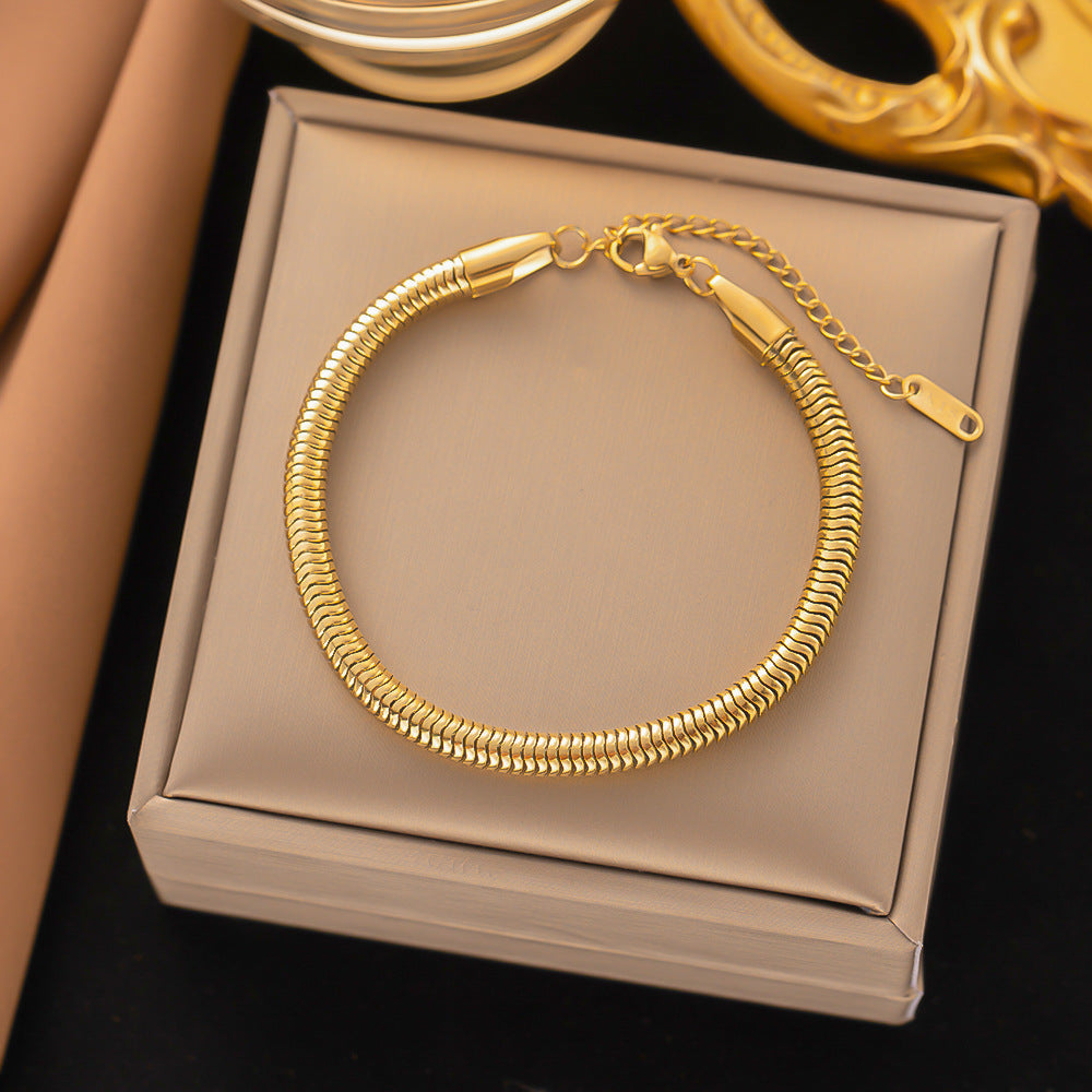 Wholesale Punk Solid Color Titanium Steel Plating 18k Gold Plated Bracelets Necklace