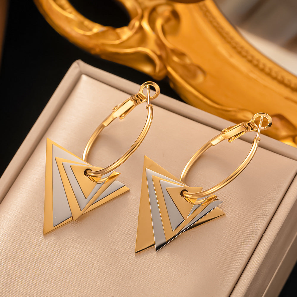 1 Pair Ig Style Triangle Star Butterfly Plating Titanium Steel 18k Gold Plated Earrings