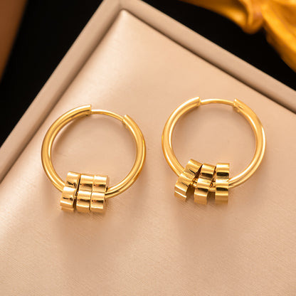 1 Pair Simple Style Geometric Plating Titanium Steel 18k Gold Plated Earrings