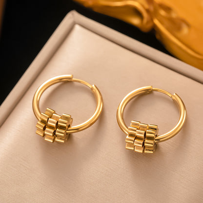 1 Pair Simple Style Geometric Plating Titanium Steel 18k Gold Plated Earrings