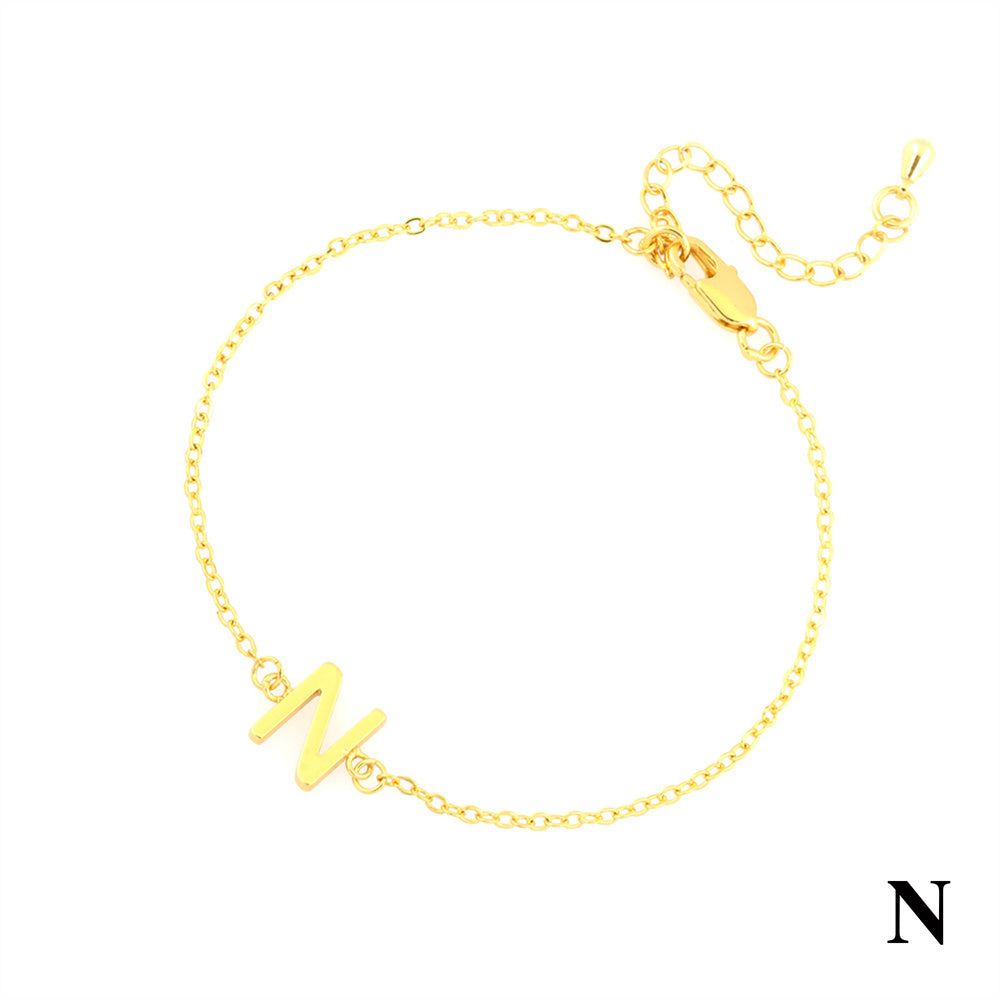 Simple Style Letter Copper Plating 18k Gold Plated Bracelets