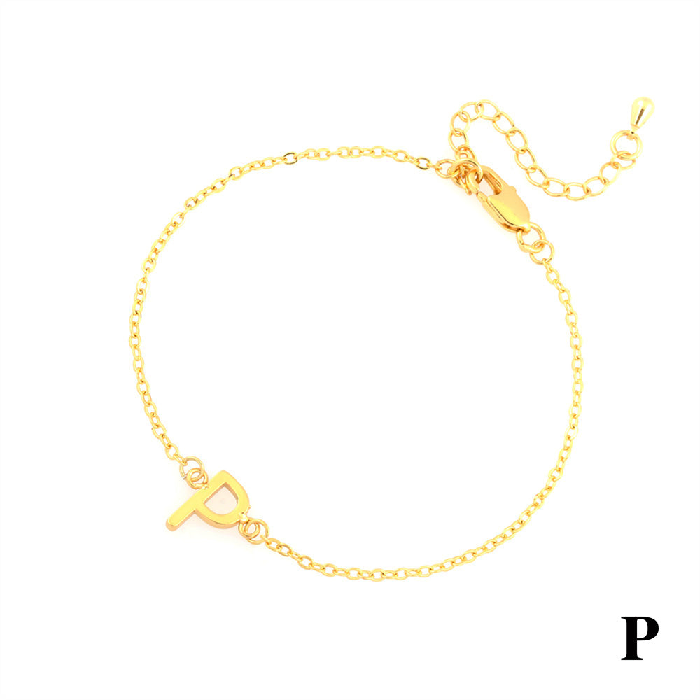 Simple Style Letter Copper Plating 18k Gold Plated Bracelets