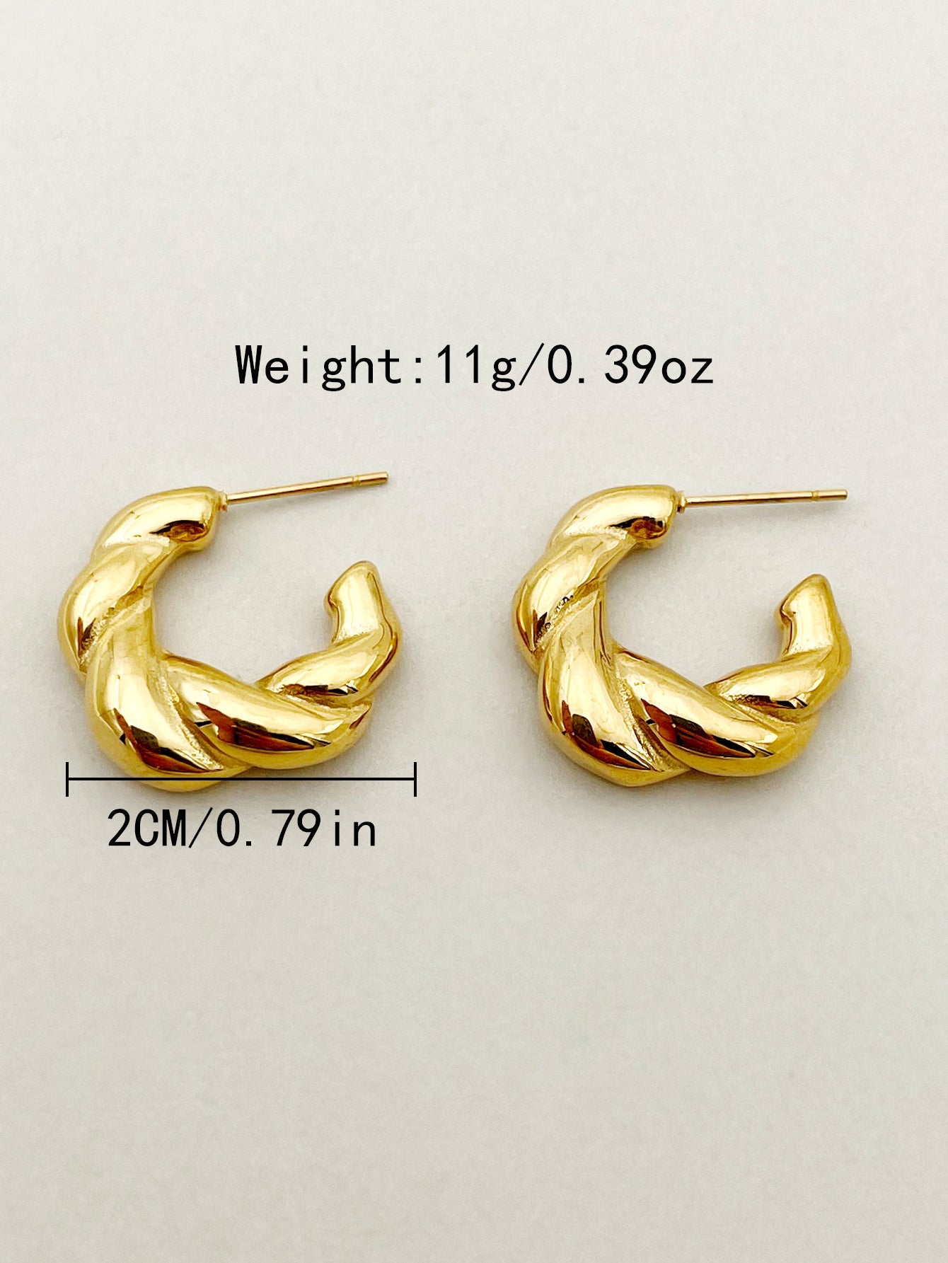 1 Piece Elegant Vintage Style Artistic Twist Polishing Plating Stainless Steel Gold Plated Hoop Earrings