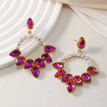 1 Pair Glam Geometric Inlay Alloy Glass Drop Earrings