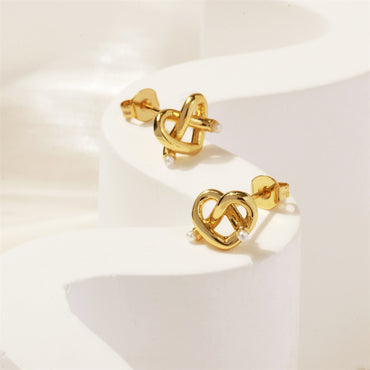 1 Pair Sweet Simple Style Heart Shape Plating Plastic Resin Copper 18k Gold Plated Ear Studs