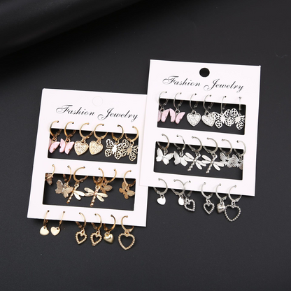 1 Set Elegant Heart Shape Butterfly Inlay Arylic Alloy Resin Artificial Gemstones Artificial Diamond Gold Plated Silver Plated Drop Earrings