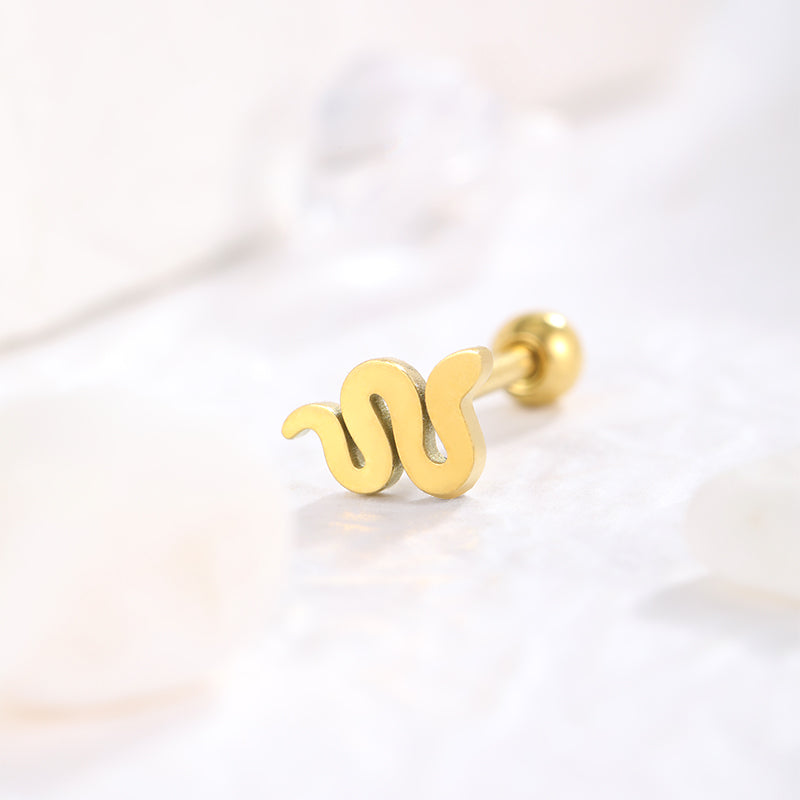 1 Piece Retro Commute Snake Plating Stainless Steel Ear Studs