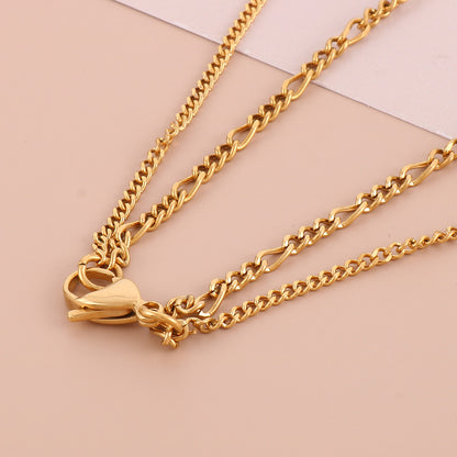 Modern Style Heart Shape Stainless Steel Titanium Steel Plating 18k Gold Plated Layered Necklaces