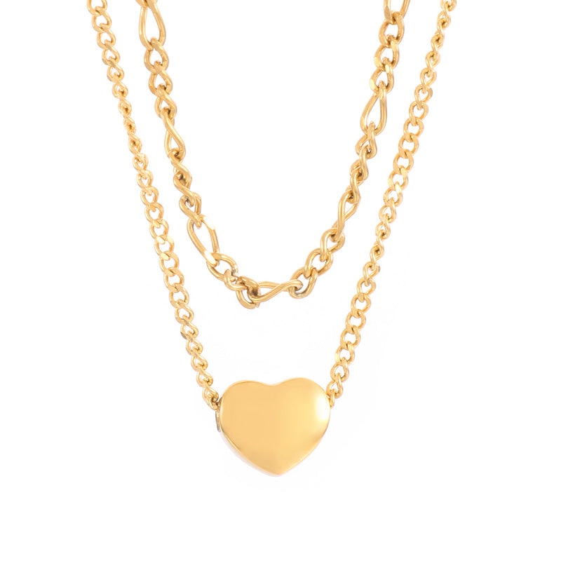 Modern Style Heart Shape Stainless Steel Titanium Steel Plating 18k Gold Plated Layered Necklaces