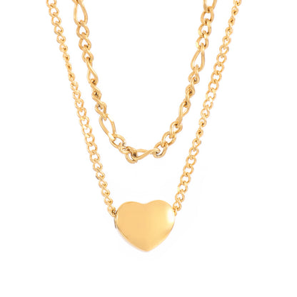 Modern Style Heart Shape Stainless Steel Titanium Steel Plating 18k Gold Plated Layered Necklaces