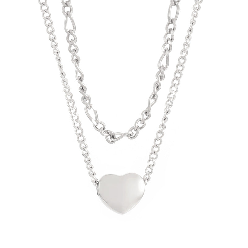 Modern Style Heart Shape Stainless Steel Titanium Steel Plating 18k Gold Plated Layered Necklaces