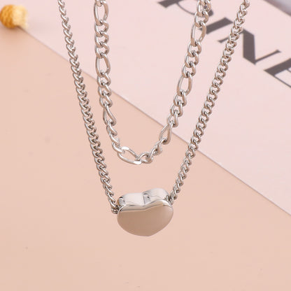 Modern Style Heart Shape Stainless Steel Titanium Steel Plating 18k Gold Plated Layered Necklaces