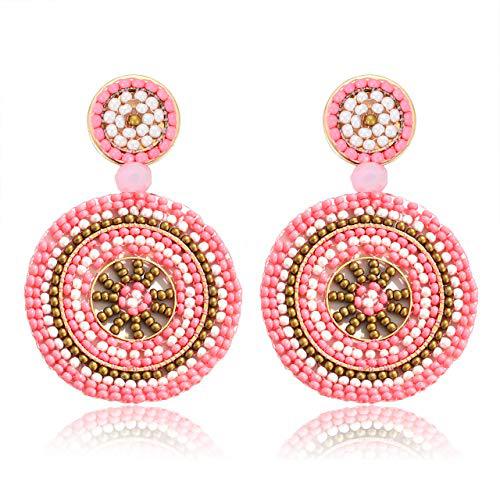 1 Pair Retro Round Seed Bead Drop Earrings