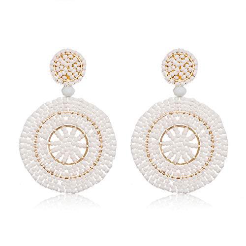 1 Pair Retro Round Seed Bead Drop Earrings