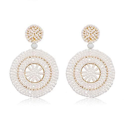 1 Pair Retro Round Seed Bead Drop Earrings