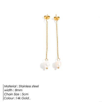 1 Pair Elegant Simple Style Geometric Plating Artificial Pearl Artificial Pearls 14K Gold Plated Rose Gold Plated Drop Earrings