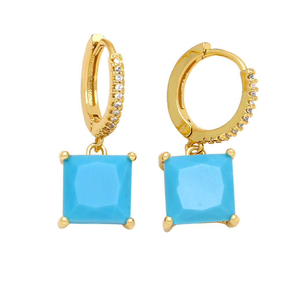 1 Pair Lady Square Plating Inlay Copper Zircon 18k Gold Plated Drop Earrings