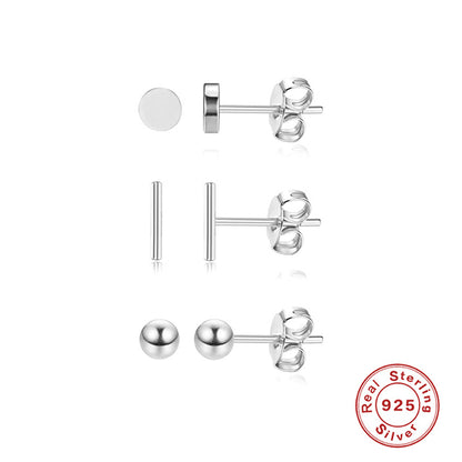 1 Set Simple Style Solid Color Plating Sterling Silver 18k Gold Plated Ear Studs