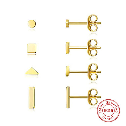 1 Set Simple Style Solid Color Plating Sterling Silver 18k Gold Plated Ear Studs