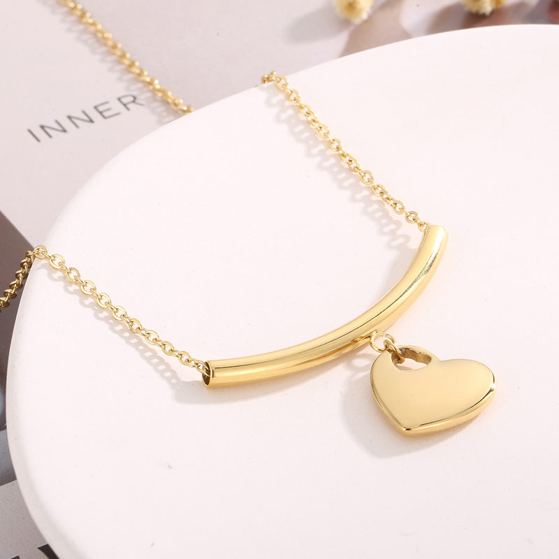 Streetwear Heart Shape Titanium Steel Plating 18k Gold Plated Earrings Necklace
