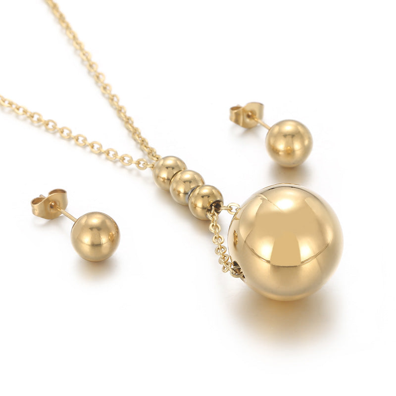 Casual Simple Style Ball Titanium Steel Plating 18k Gold Plated Jewelry Set