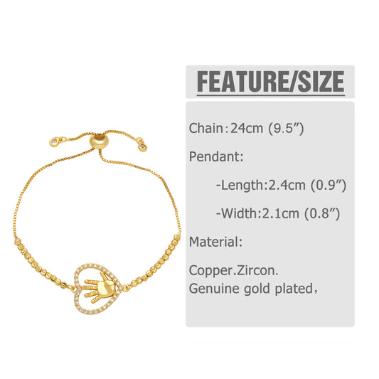 Streetwear Infinity Heart Shape Copper Beaded Plating Inlay Zircon 18k Gold Plated Bracelets