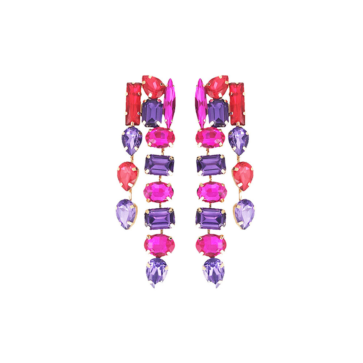 1 Pair Elegant Luxurious Shiny Square Water Droplets Inlay Alloy Rhinestones Drop Earrings