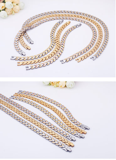 New Fashion Stainless Steel Splicing Bracelet Necklace Set Wholesale