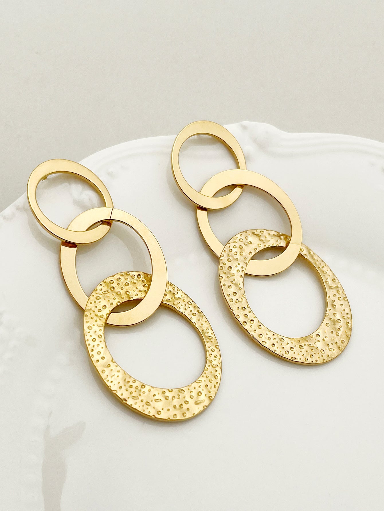 1 Pair Casual Simple Style Oval Polishing Plating Stainless Steel Gold Plated Drop Earrings