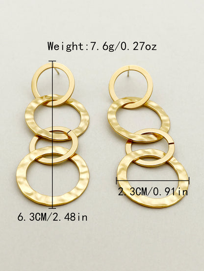 1 Pair Simple Style Streetwear Round Polishing Plating Stainless Steel Gold Plated Drop Earrings