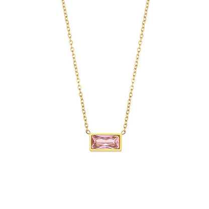 Vintage Style Classic Style Square Star Stainless Steel Enamel Plating Inlay Zircon 18k Gold Plated Pendant Necklace