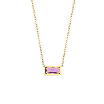 Vintage Style Classic Style Square Star Stainless Steel Enamel Plating Inlay Zircon 18k Gold Plated Pendant Necklace