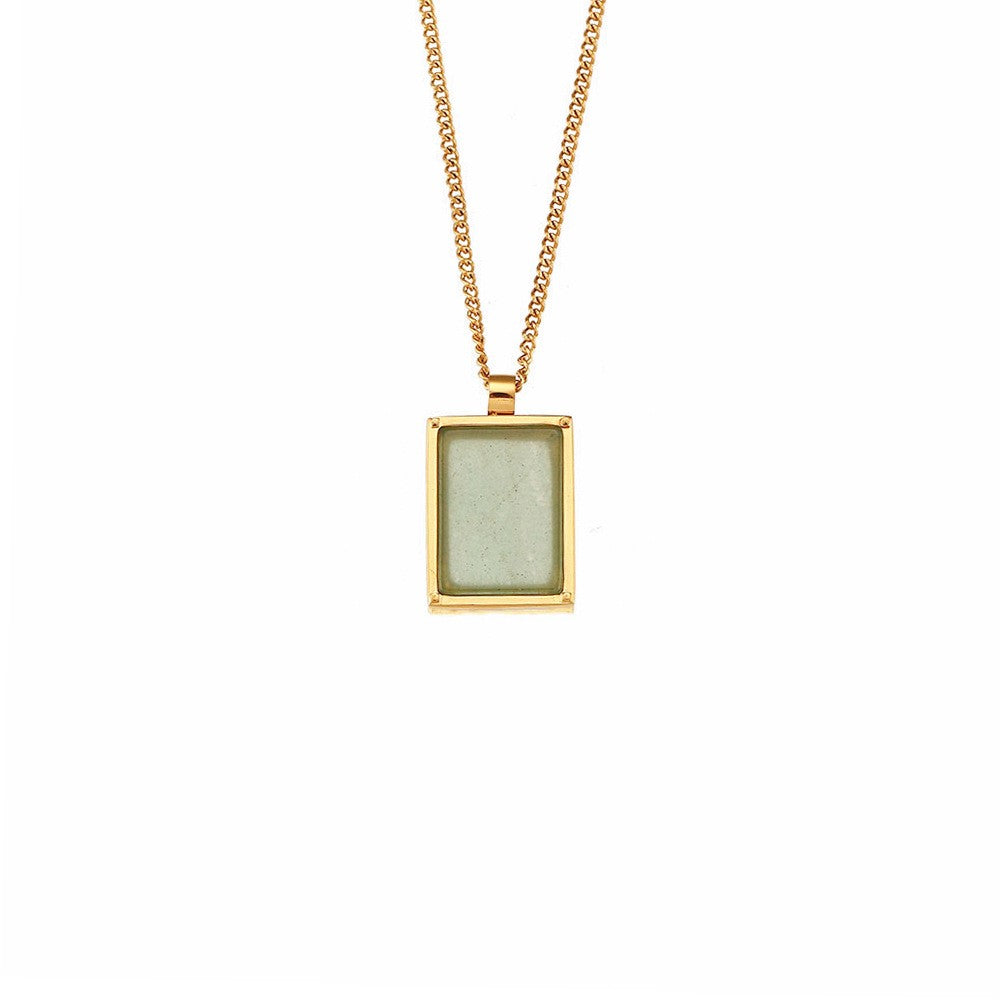 Vintage Style Classic Style Square Star Stainless Steel Enamel Plating Inlay Zircon 18k Gold Plated Pendant Necklace