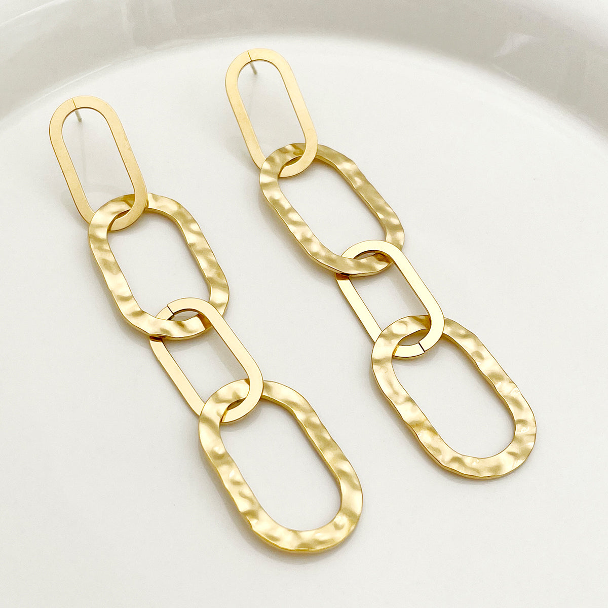 1 Pair Elegant Streetwear Oval Polishing Plating Stainless Steel Gold Plated Drop Earrings