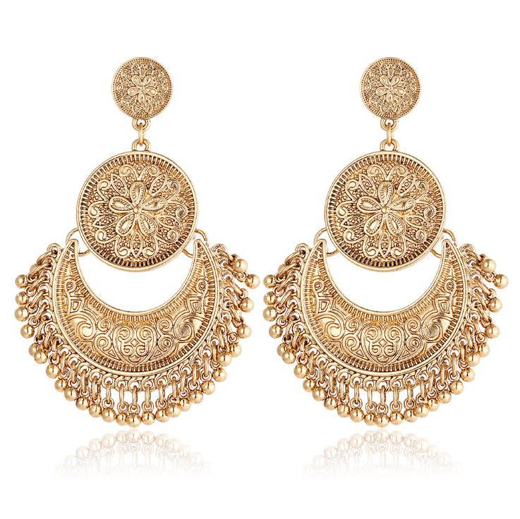 1 Pair Retro Ethnic Style Geometric Plating Alloy Drop Earrings