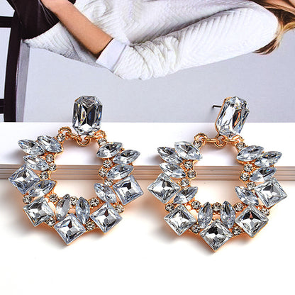 1 Pair Luxurious Geometric Plating Inlay Alloy Rhinestones Drop Earrings