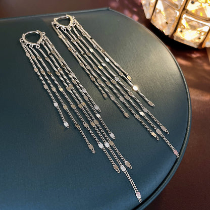 1 Pair Ig Style Exaggerated Tassel Solid Color Plating Inlay Metal Rhinestones Drop Earrings