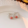 1 Pair Casual Sweet Heart Shape Flower Bow Knot Beaded Plating Inlay Copper Crystal Earrings