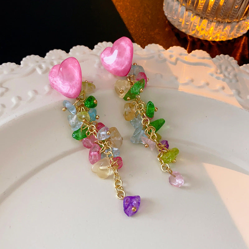 1 Pair Casual Sweet Heart Shape Flower Bow Knot Beaded Plating Inlay Copper Crystal Earrings