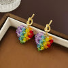 1 Pair Casual Sweet Heart Shape Flower Bow Knot Beaded Plating Inlay Copper Crystal Earrings