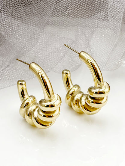 1 Pair Casual Simple Style British Style C Shape Polishing Plating Stainless Steel Gold Plated Ear Studs