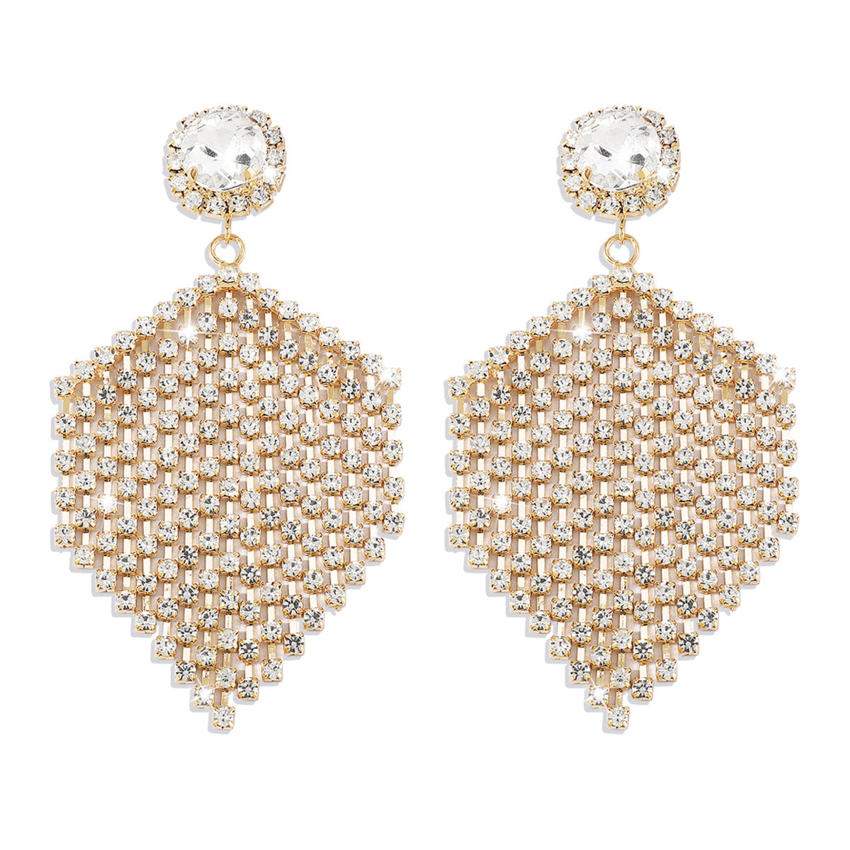 1 Pair Elegant Luxurious Sweet Hexagon Tassel Inlay Alloy Rhinestones Drop Earrings