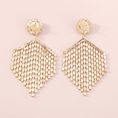 1 Pair Elegant Luxurious Sweet Hexagon Tassel Inlay Alloy Rhinestones Drop Earrings