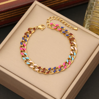 Ig Style Simple Style Geometric Stainless Steel Enamel Bracelets Necklace