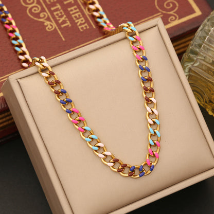 Ig Style Simple Style Geometric Stainless Steel Enamel Bracelets Necklace