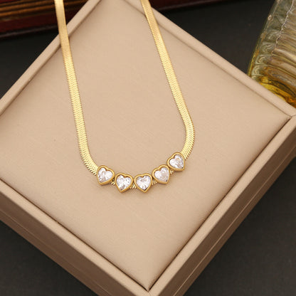 Ig Style Shiny Heart Shape Stainless Steel Plating Inlay Artificial Diamond Bracelets Earrings Necklace