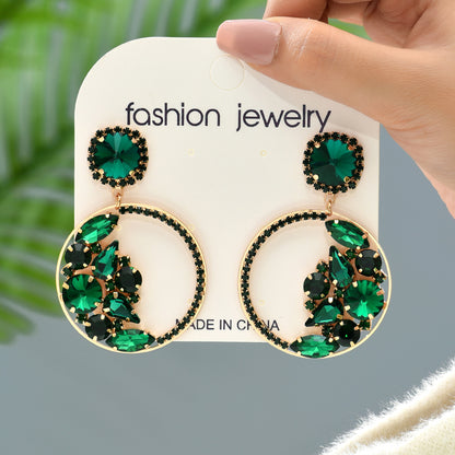 1 Pair Elegant Glam Formal Round Inlay Copper Alloy Rhinestones Drop Earrings