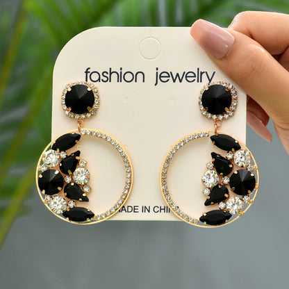 1 Pair Elegant Glam Formal Round Inlay Copper Alloy Rhinestones Drop Earrings