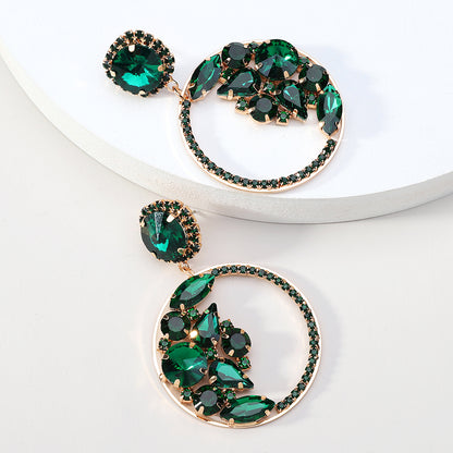 1 Pair Elegant Glam Formal Round Inlay Copper Alloy Rhinestones Drop Earrings
